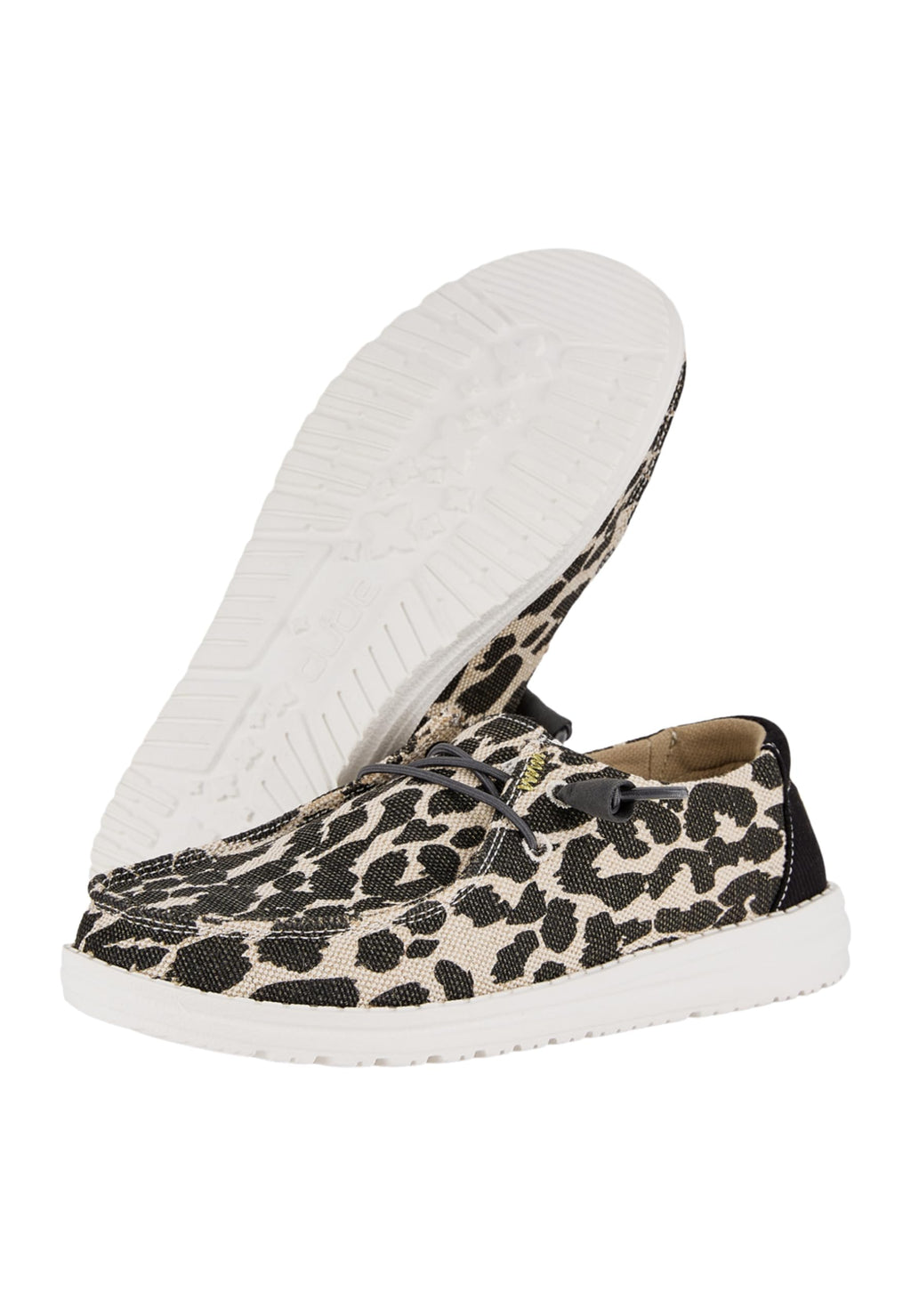 HEYDUDE Women's Wendy Leopard Sparkle Tan Size 8 | Women's Shoes | Women's Slip On Loafers | Comfortable & Light-Weight