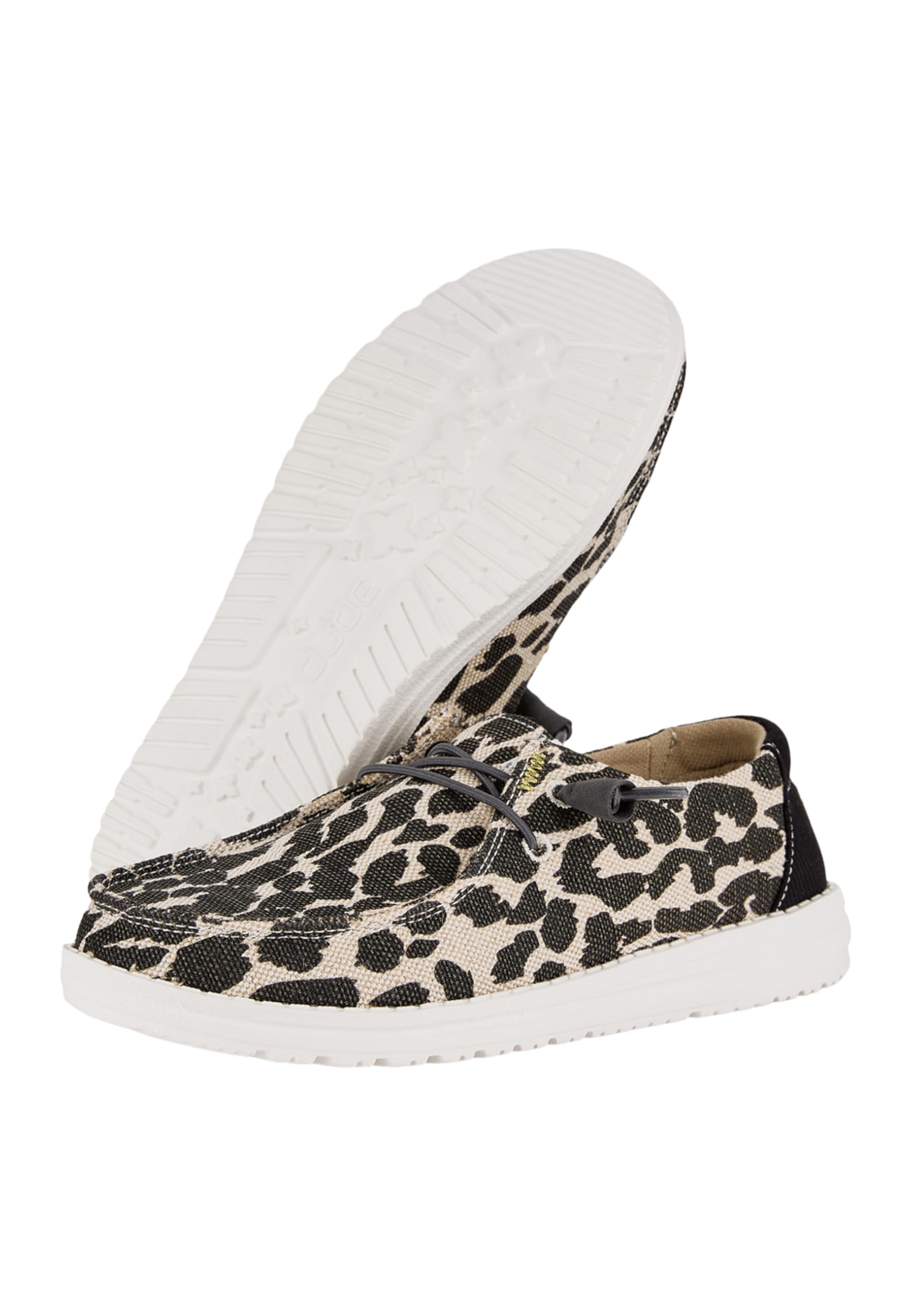 HEYDUDE Women's Wendy Leopard Sparkle Tan Size 8 | Women's Shoes | Women's Slip On Loafers | Comfortable & Light-Weight