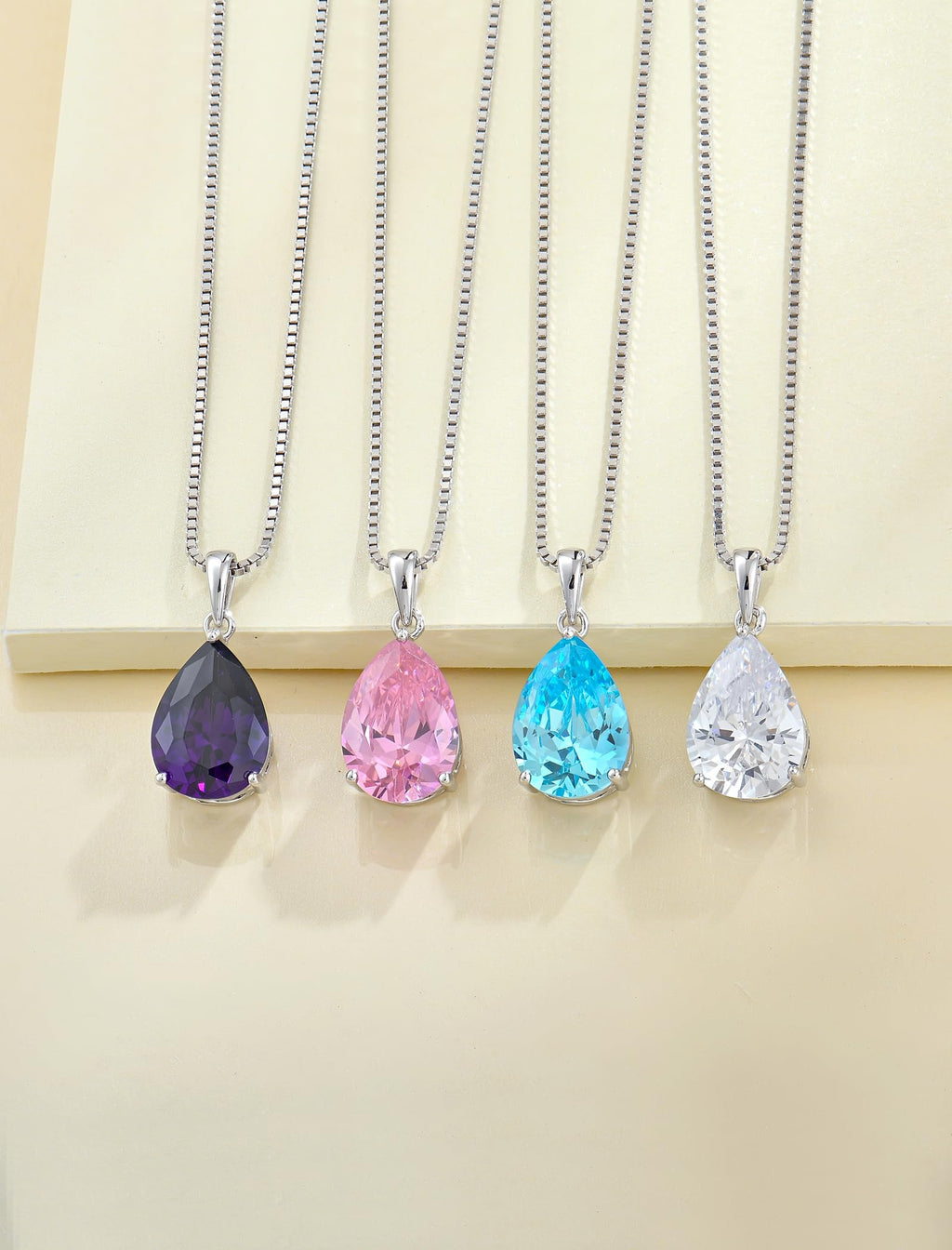 YL Teardrop Necklace 925 Sterling Silver Solitaire Pendant 10x14 MM Pear Cut Created Emerald Filigree Jewelry for Women