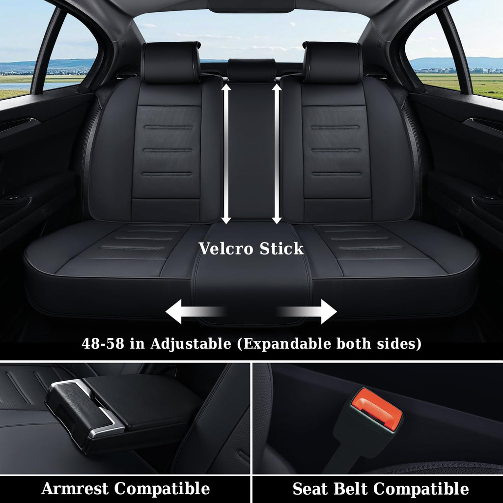 Coverado Car Seat Covers, Front Covers for Cars, Car Seat Cover Front Seats, Car Seat Protector Waterproof, Leather Car Seat Cushion, Universal Interior Covers Seat Protectors for Most Cars Black