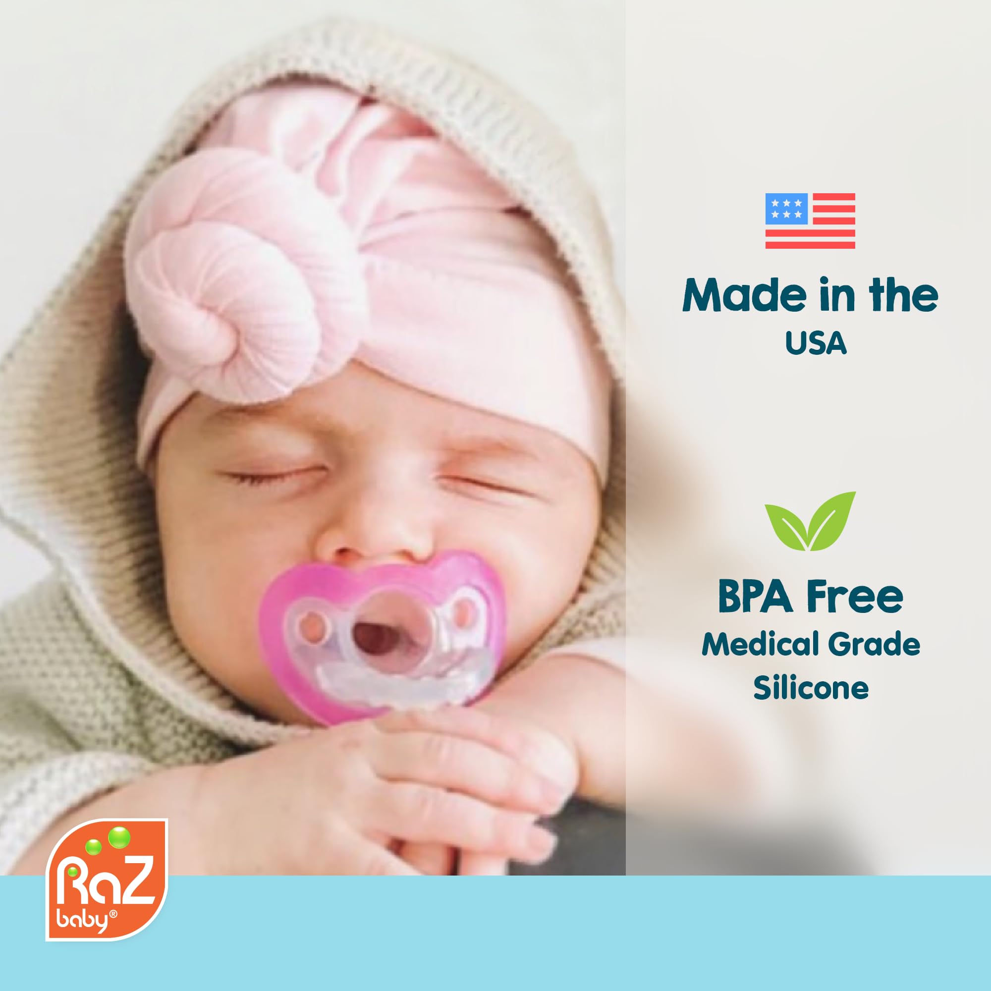 RaZbaby JollyPop Pacifier, Holder w/Detachable Baby Pacifier, Stuffed Animal RaZbuddy, All Ages 0M+, 100% Medical Grade USA Made Silicone, Machine Washable, Textured & Easy to Hold – Dragon