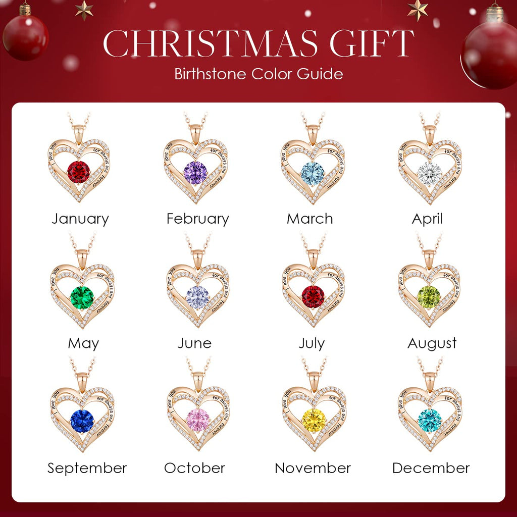 CDE Valentine's Day Gift Forever Love Heart Necklaces for Women, Wedding Anniversary, Birthday Mothers Day Christmas Day Gifts for Mom, Mother, Wife, friend, S925 Silver Jewelry with Birthstone Pendant