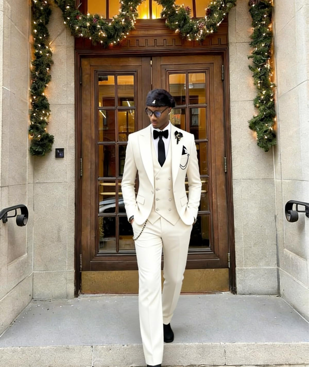 Wangyue 3 Piece Suit Slim Fit Double Breasted Mens Suits for Wedding Party Formal Prom One Button Blazer Vest Pants Sets Tailored Suits Large Tuxedo Business Hunt Green