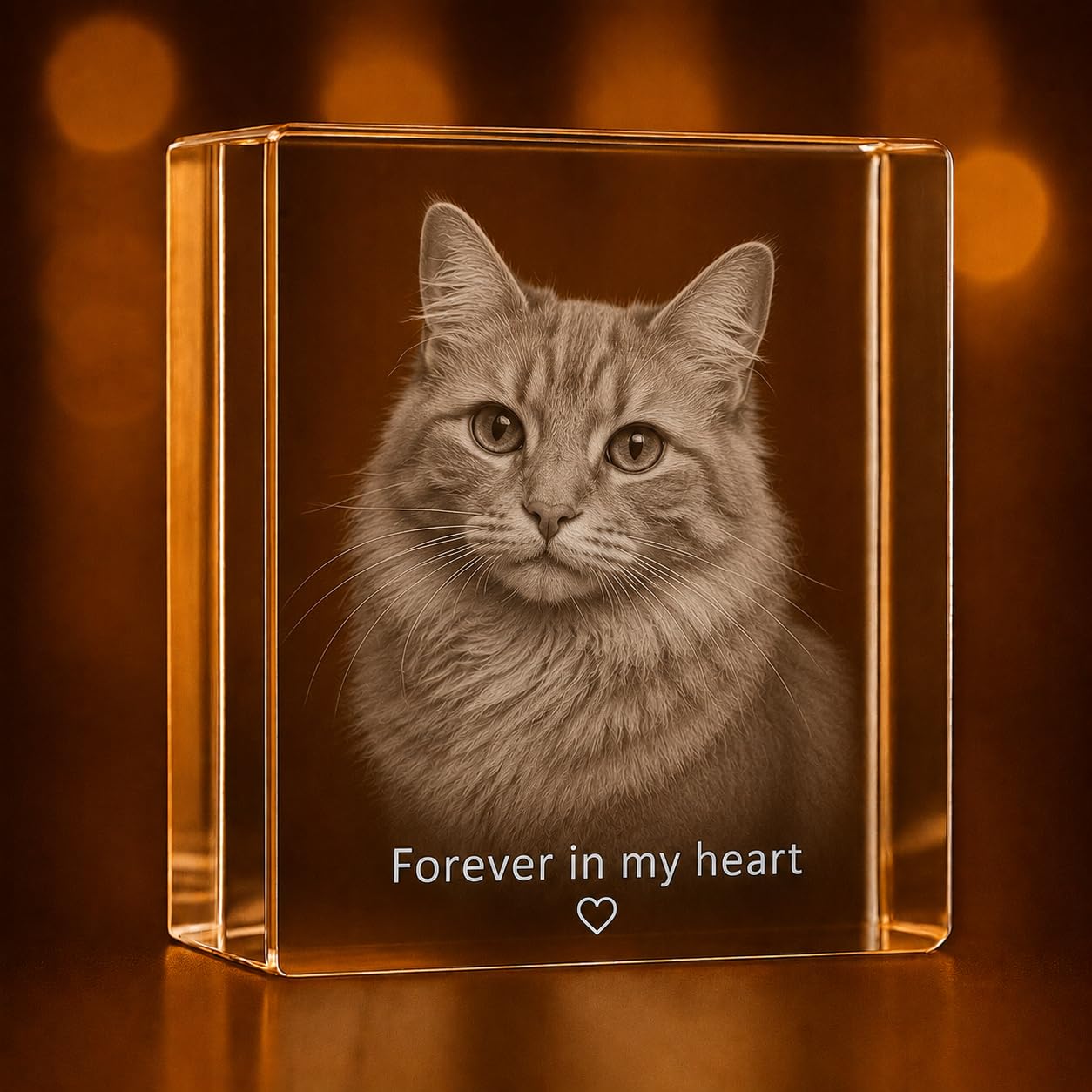 Personalized 3D Crystal Heart Figurine – Custom Photo Engraved Gift, Premium Crystal Keepsake for Anniversary, Wedding, Birthday, Couples & Loved Ones(medium rectangle 3 * 3.5 * 3 inches)