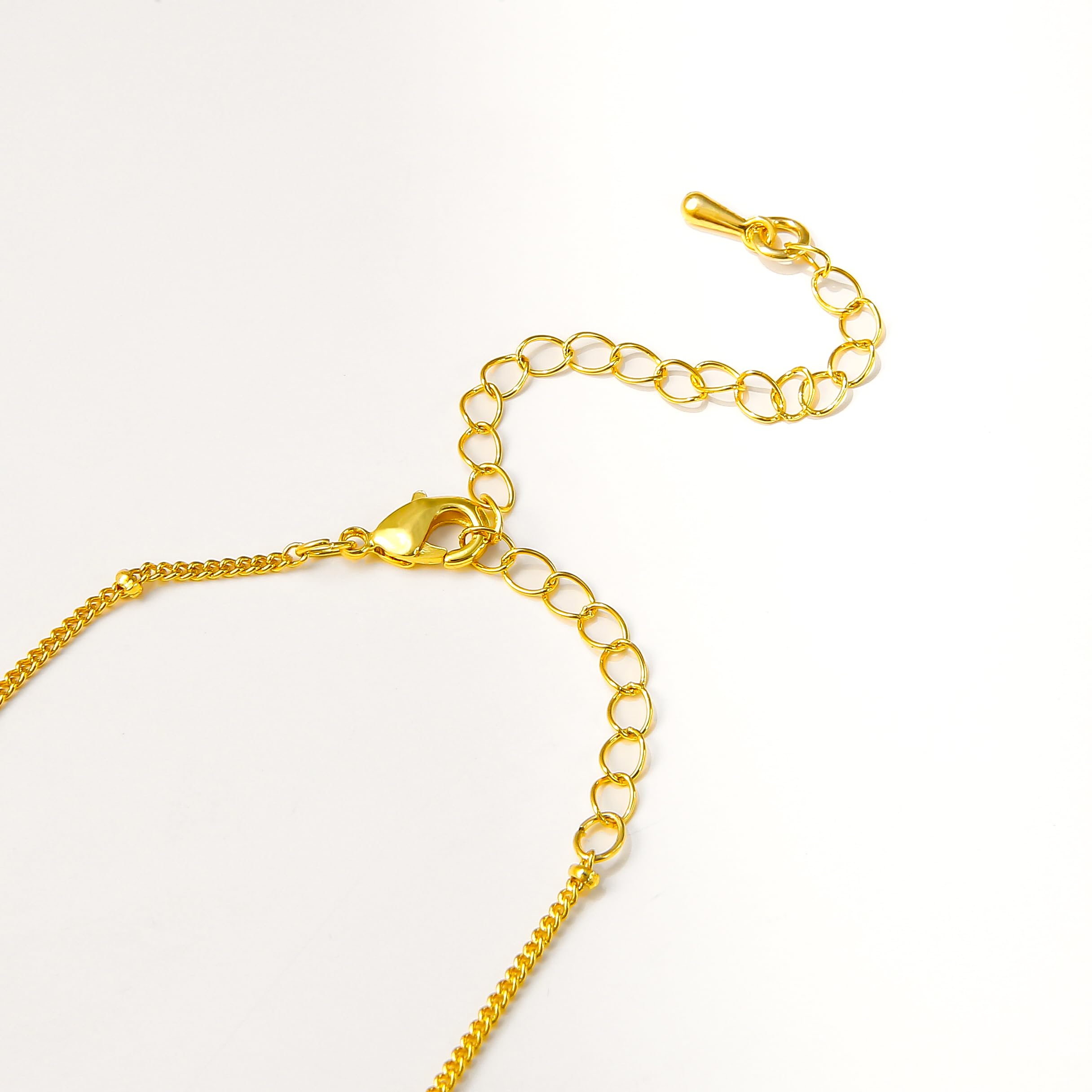 Tasunom Double Layer Initial Necklace, 14K Gold Plated, CZ Crystal Letter Pendant, A-Z Available (T, gold)