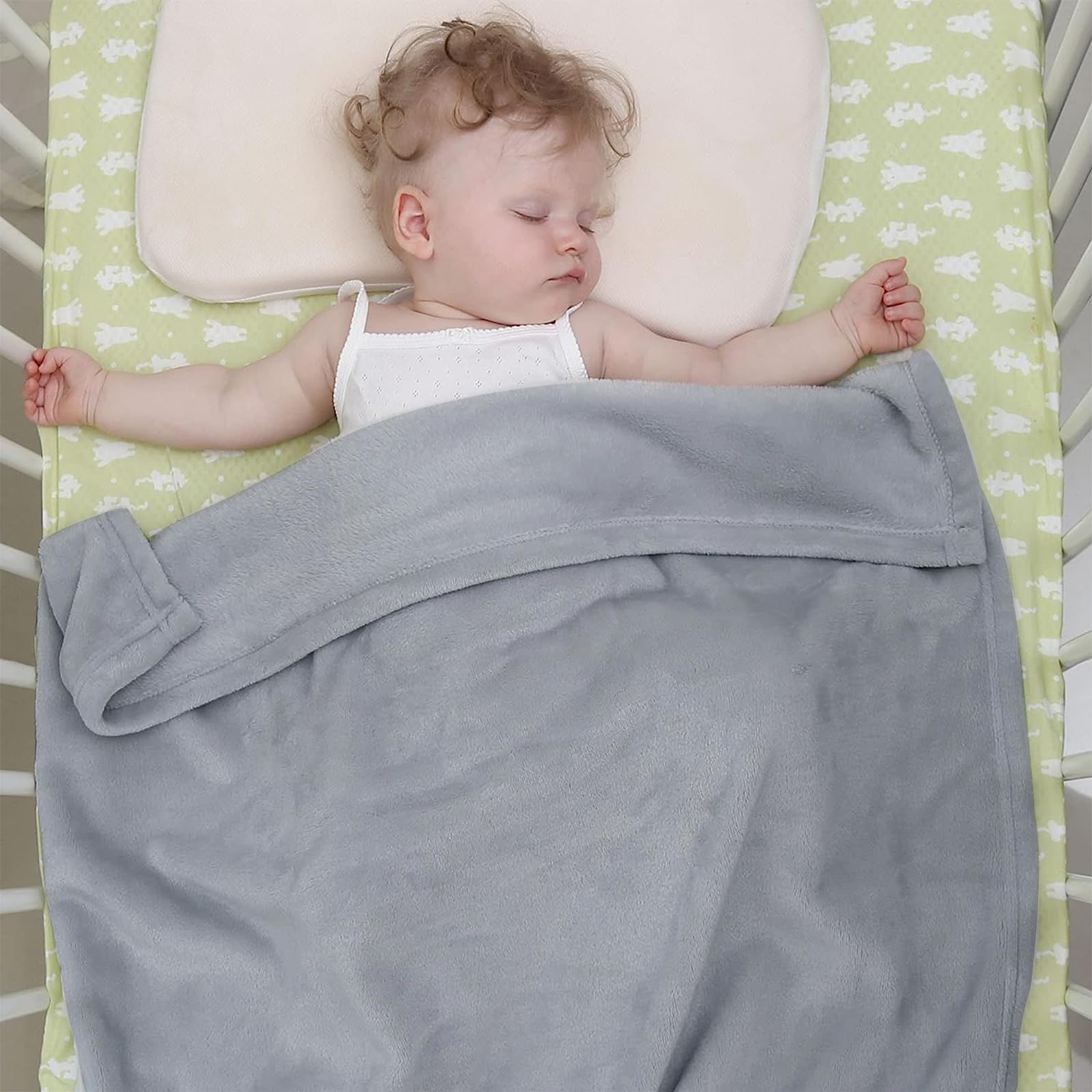 KMUSET Kids Blanket for Boys Girls 30x40 inches, Soft Cozy Fuzzy Swaddle Throw Blanket, Small Fleece Blanket for Crib Stroller, Grey