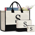 GASSDA Initial Canvas Tote Bag Birthdays Gift for Women Mom Teacher Friend Bridesmaid,Custom for Wedding Beach Holidays