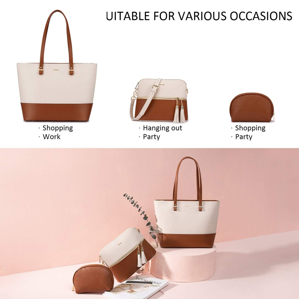 Handbags for Women Shoulder Bags Tote Satchel Hobo 3pcs Purse Set