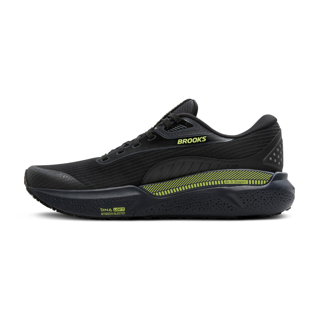 Brooks Men’s Adrenaline GTS 24 Weatherized Supportive Running Shoe - Black/Ebony/New Yellow - 11 Medium