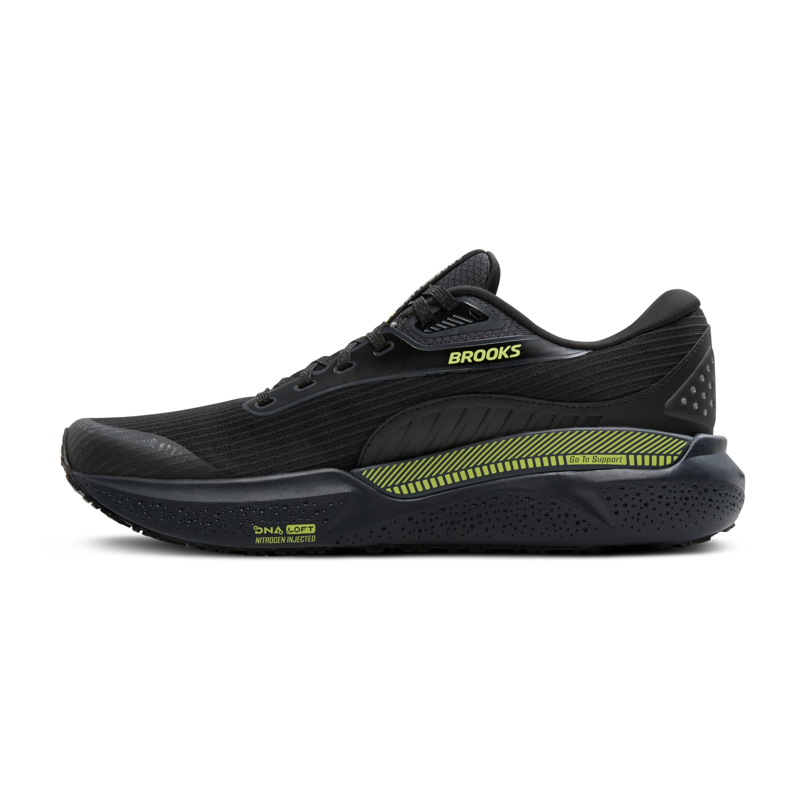 Brooks Men’s Adrenaline GTS 24 Weatherized Supportive Running Shoe - Black/Ebony/New Yellow - 11 Medium