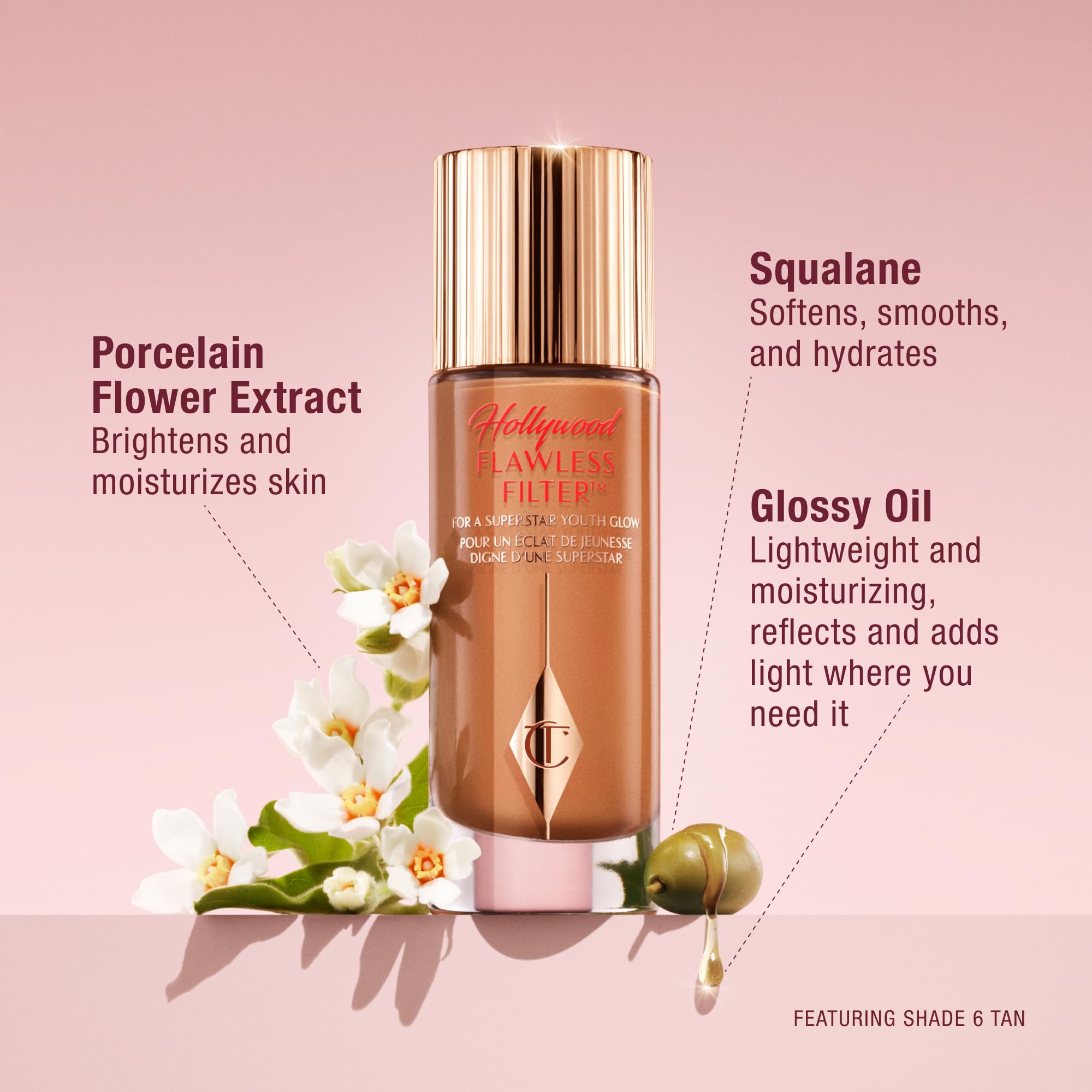 Charlotte Tilbury Hollywood Flawless Filter - Multi‑Use Makeup Primer, Complexion Booster & Illuminating Liquid Highlighter with Sheer Coverage - Smooths & Blurs Skin - 2 Fair