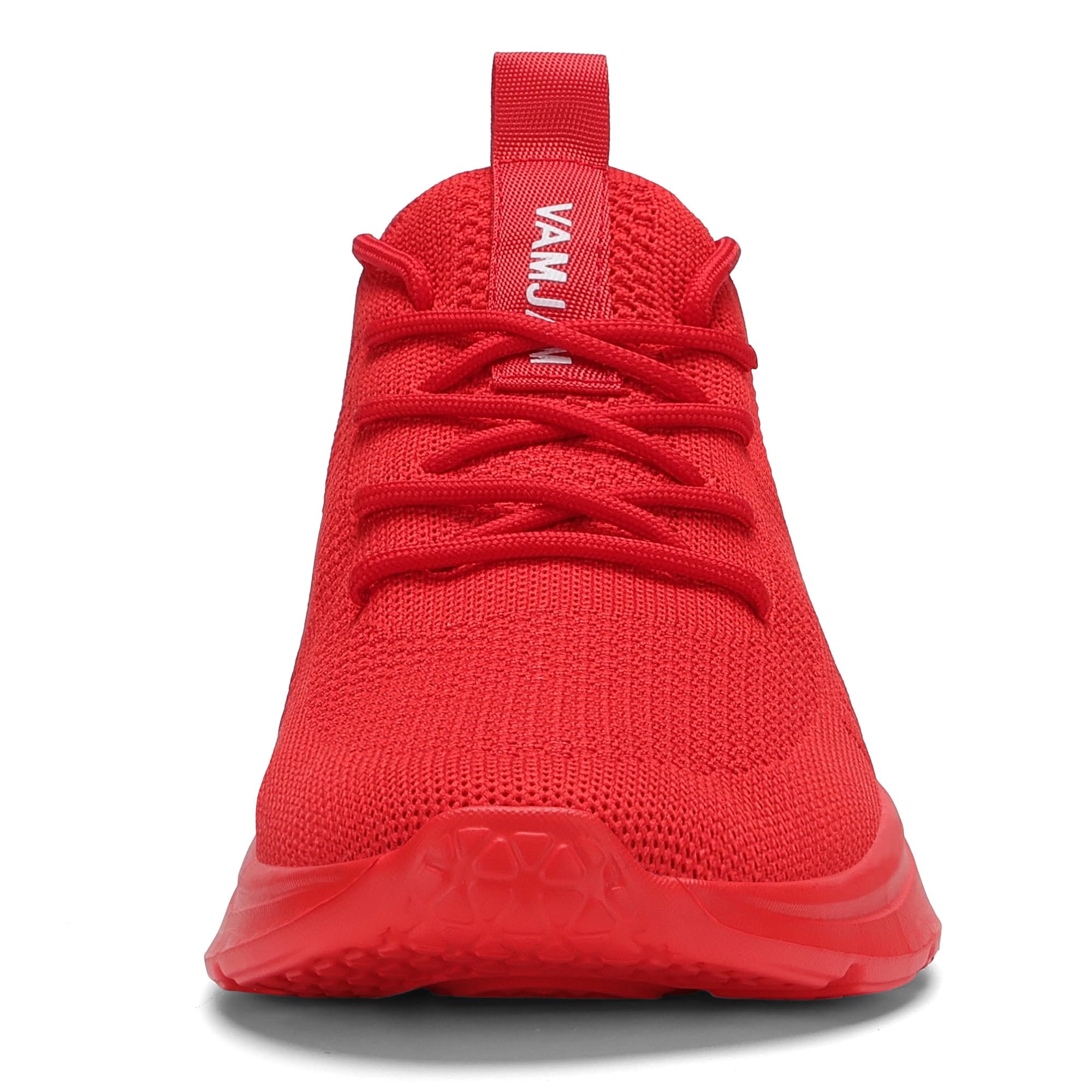 VAMJAM Men's Running Shoes Fashion Sneakers - Lightweight Breathable Flying Knitting Lace Up Mesh Walking Shoes Workout Casual Sports Shoes All Red Size 12