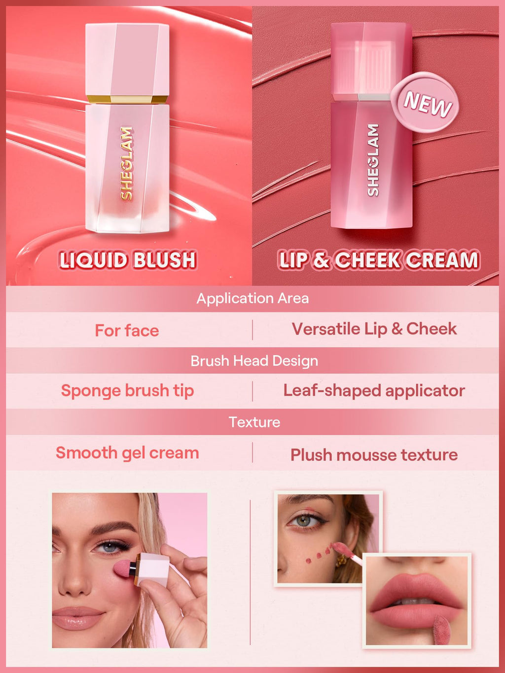 SHEGLAM Air Plush Lip & Cheek Cream Long-lasting Multi-Use Liquid Blush & Lip Stain-025 High Winds