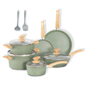 DishDelight Induction Pots and Pans Set Non Stick, 12 Piece Nonstick Induction Granite Kitchen Cookware Sets, Induction Cookware Nonstick Granite Cooking Set, PFOA&PFOS Free, Green