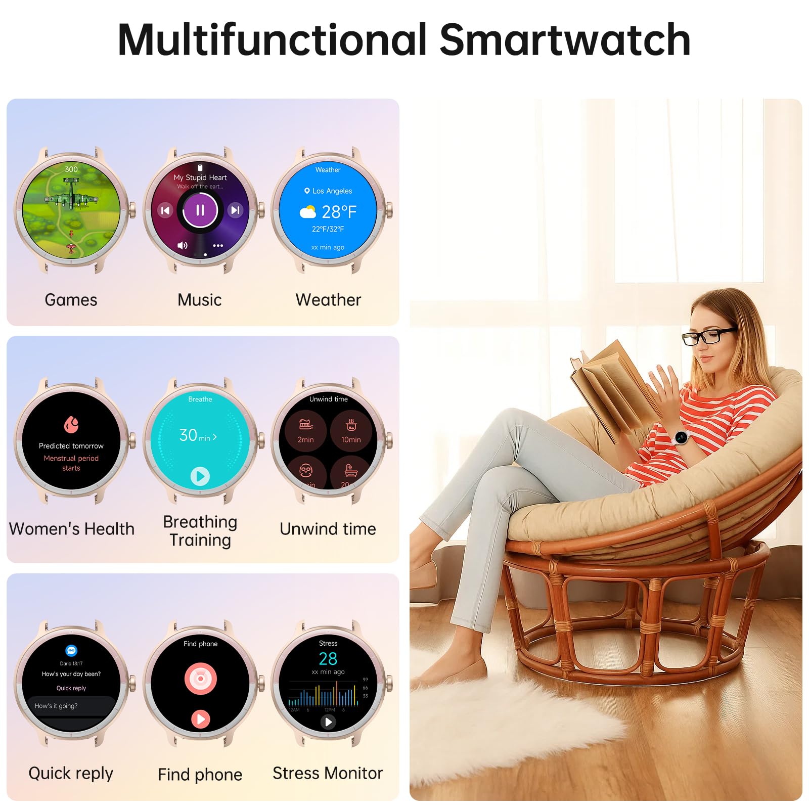 Smart Watch for Men Women(Answer/Make Calls), Smartwatch Built-in AI Voice, 1.27" HD Fitness Tracker with Heart Rate/Sleep/Step/SpO2 Monitor, 100+ Sports Modes, IP68 Waterproof Watch for Android iOS
