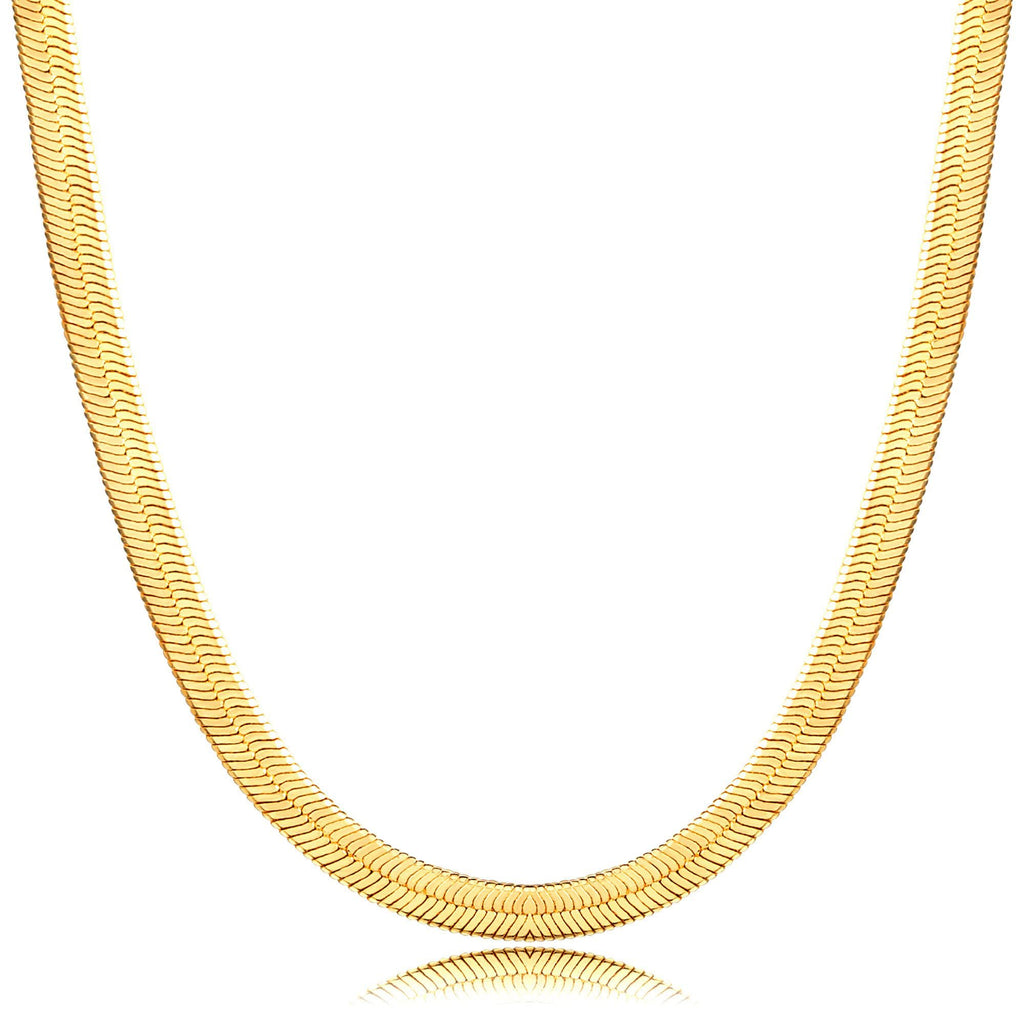 DEARMAY 14K Gold Plated Necklace for Women Dainty Gold Choker Herringbone Necklaces Simple Minimalist Thin Snake Chain Necklace Gold Jewelry Gifts