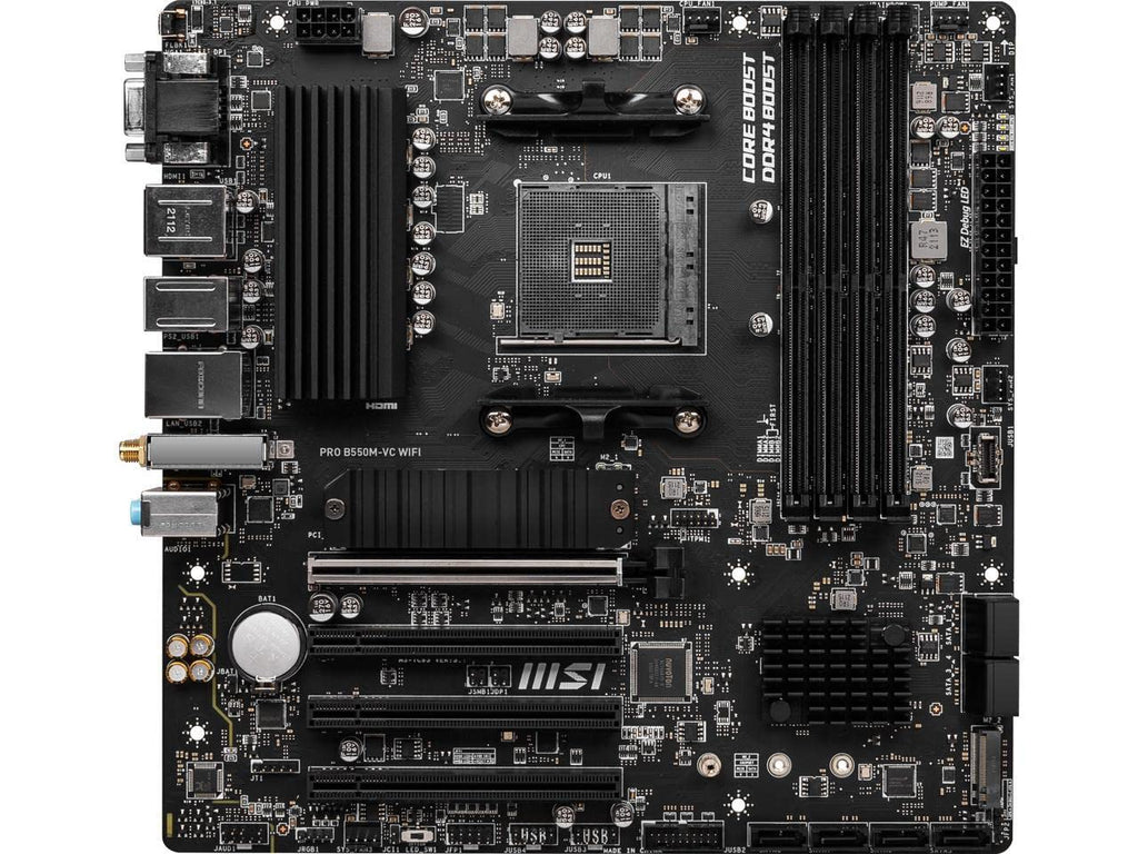 MSI PRO B550M-VC WiFi ProSeries Motherboard (AMD Ryzen 5000 Series, AM4, DDR4, PCIe 4.0, SATA 6Gb/s, M.2, USB 3.2 Gen 2, HDMI/DP, Wi-Fi 6E, Bluetooth 5.2, mATX)