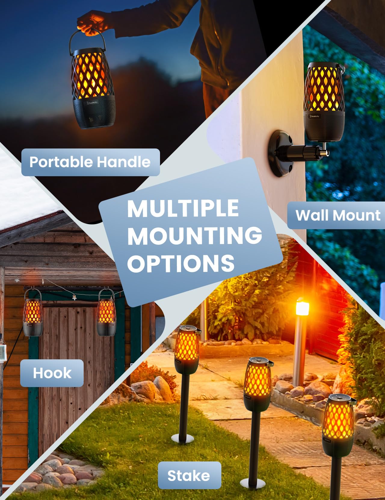 Outdoor Speakers Gifts for Men Bluetooth Speaker with Lights Multi-Sync up to 100 Speakers Auto-Pairing HD Stereo Sound Cool Stuff House Warming Gifts IPX5 Waterproof Lantern for Home|Patio|Pool|Yard