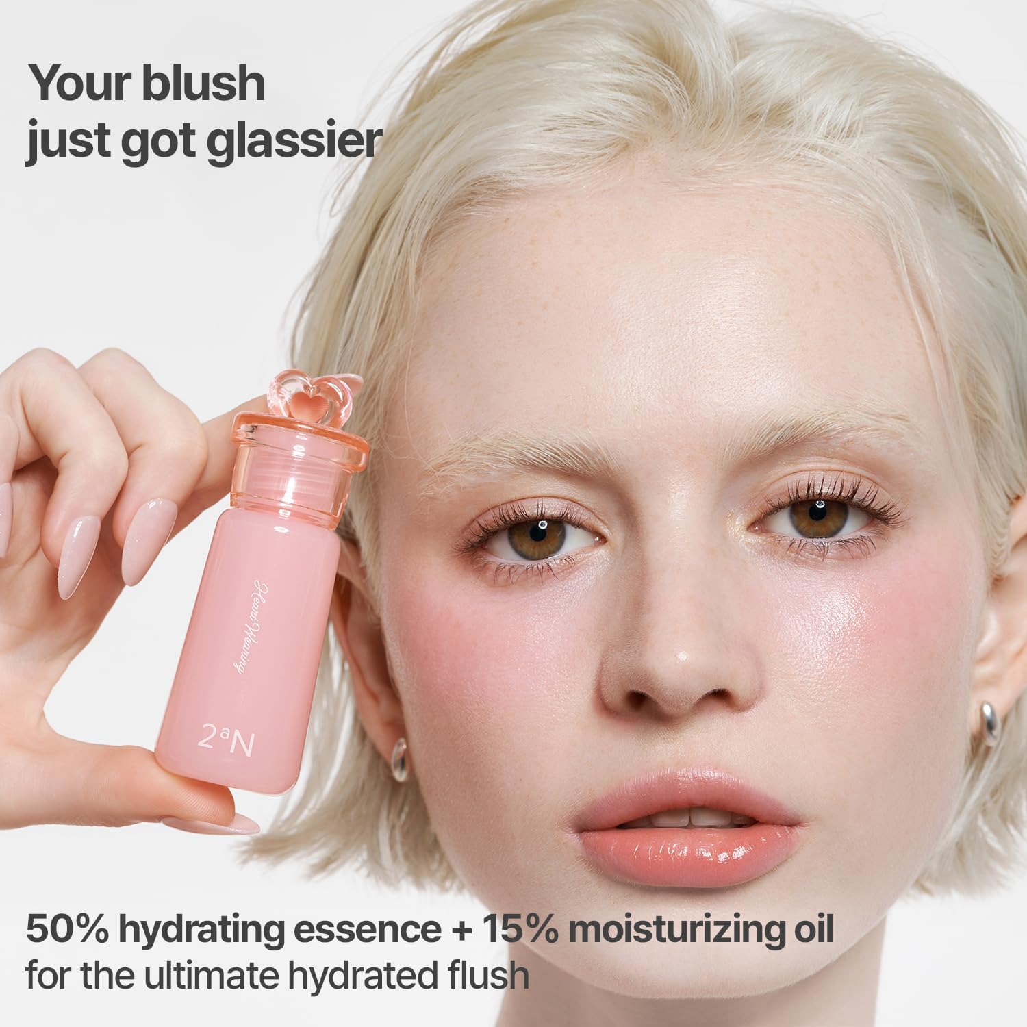 [2aN Heart Wearing Liquid Cheek (0.15oz) – Dewy Liquid Blush with Soft Glow & Clear Layering | Hydrating Essence + Glossy Oil Blend | Buildable, Finger-Blend Texture|8 Vibrant Shades] (05 Moody Glow)