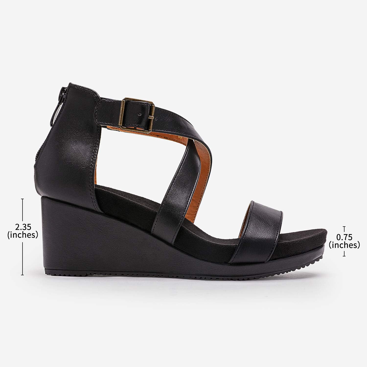 DREAM PAIRS Women's Open Toe Buckle Ankle Strap Summer Platform Wedge Sandals,Size 11,Black/Pu,NINI-2