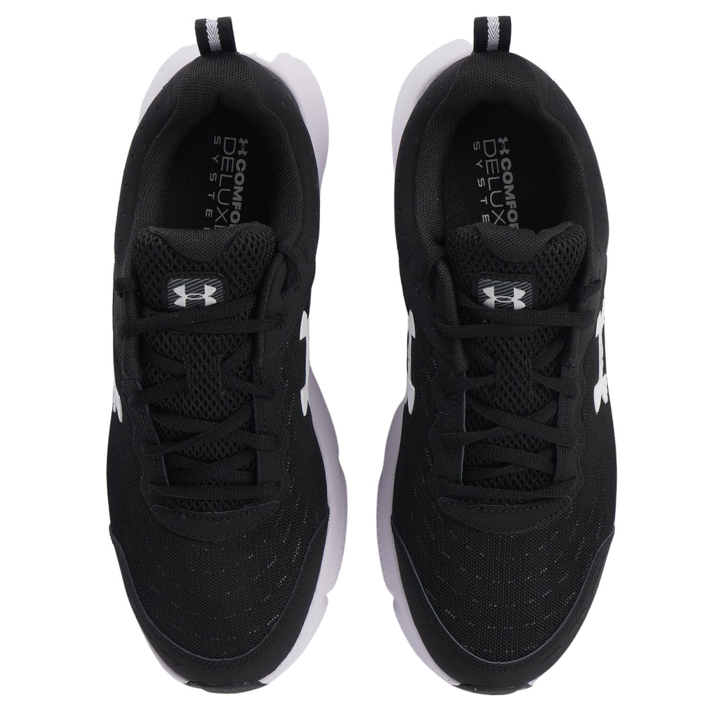 Under Armour Men's Charged Assert 10 Shoes, (001) Black/Black/White, 10.5
