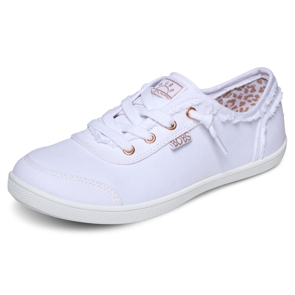 Skechers Women's Bobs B Cute Sneaker – Memory Foam, Flexible Outsole, Lightweight Vegan Shoes, White, 9.5