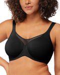 HSIA Minimizer Bras for Women Plus Size, Full Coverage Coolcomfort T Shirt Unlined Bra with Underwire for Heavy Breast, Black 38DD