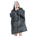 Qeils Wearable Blanket Hoodie for Women, Comfy Sherpa Sweatshirt Blanket as Birthday Christmas Gifts, Oversized Pullover Jacket Blanket Hoodie for Adult (Dark Grey, Adult)