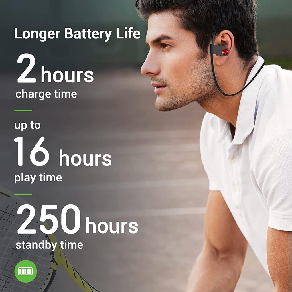 VRIFOZ Bluetooth Headphones, Bluetooth 5.3 IPX7 Waterproof Wireless Sports Earbuds for Workout Gym, 16 Hrs Playtime Running Headphones with Noise Cancelling Mic, HiFi Bass Stereo in-Ear Earphones