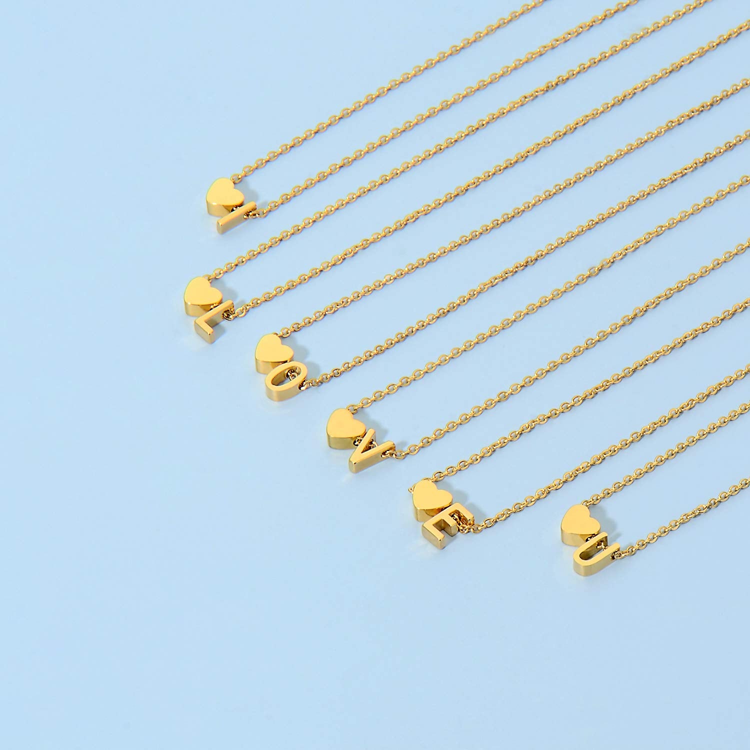 Glimmerst Initial Heart Necklace 18K Gold Plated Stainless Steel Tiny Heart Letter A Necklace Personalized Monogram Name Necklace for Women