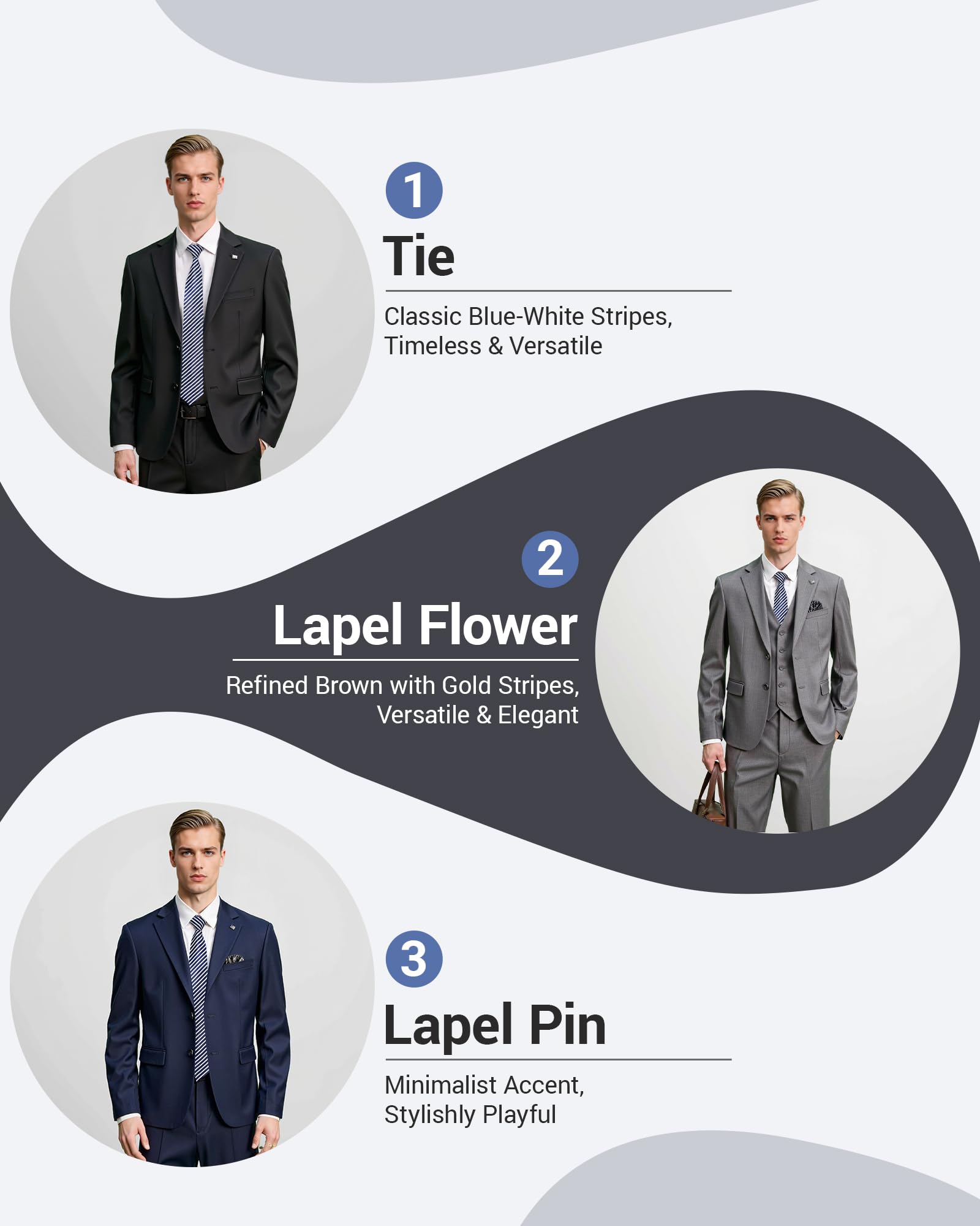 Men’s Slim Fit 2 Piece Suit Set, Stretch & Machine Washable, Single Breasted Business Formal Suit for Office & Wedding Guest