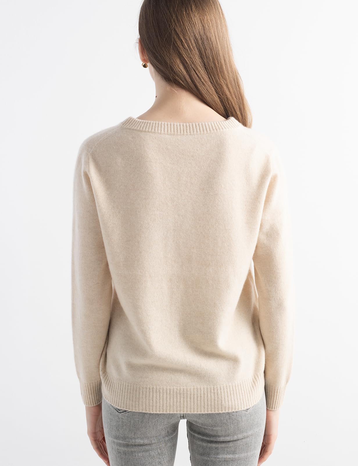 Chanyarn Women's 100% Pure Cashmere Cardigan Crew Neck Long Sleeve 2025 Fall Winter Warm Soft Knit Cardigan Sweater (Beige11002,M)