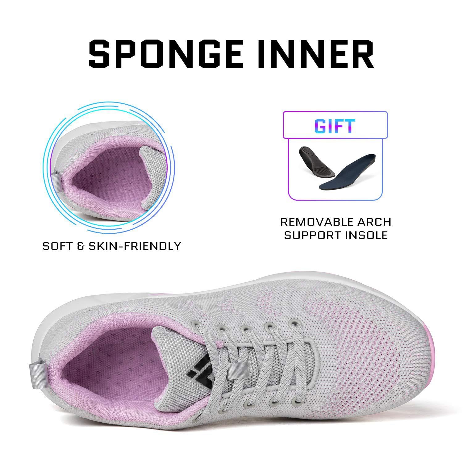 Mishansha Women's Slip On Walking Tennis Shoes Lightweight Gym Jogging Athletic Sports Running Sneakers Anti-Slip Casual Arch Support Shoes 6 Grey