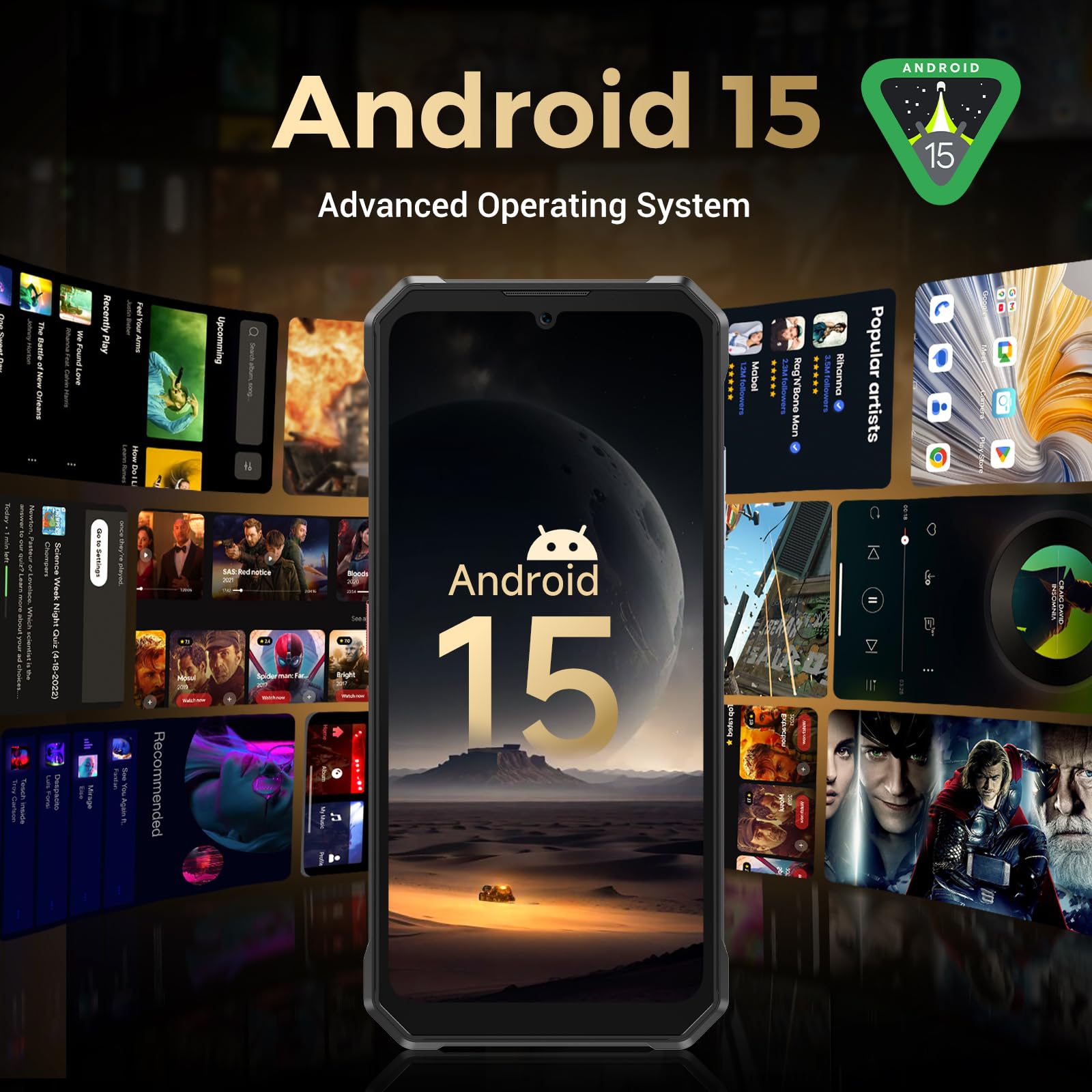 FOSSIBOT F109S Rugged Phone Unlocked,24GB+256GB/2TB,10600mAh Battery Phones, Android 15 Rugged Smartphone,Dual Display 6.745'' HD+1.32'' Cell Phone,50MP+16MP+5MP Camera,Dual SIM 4G Phone