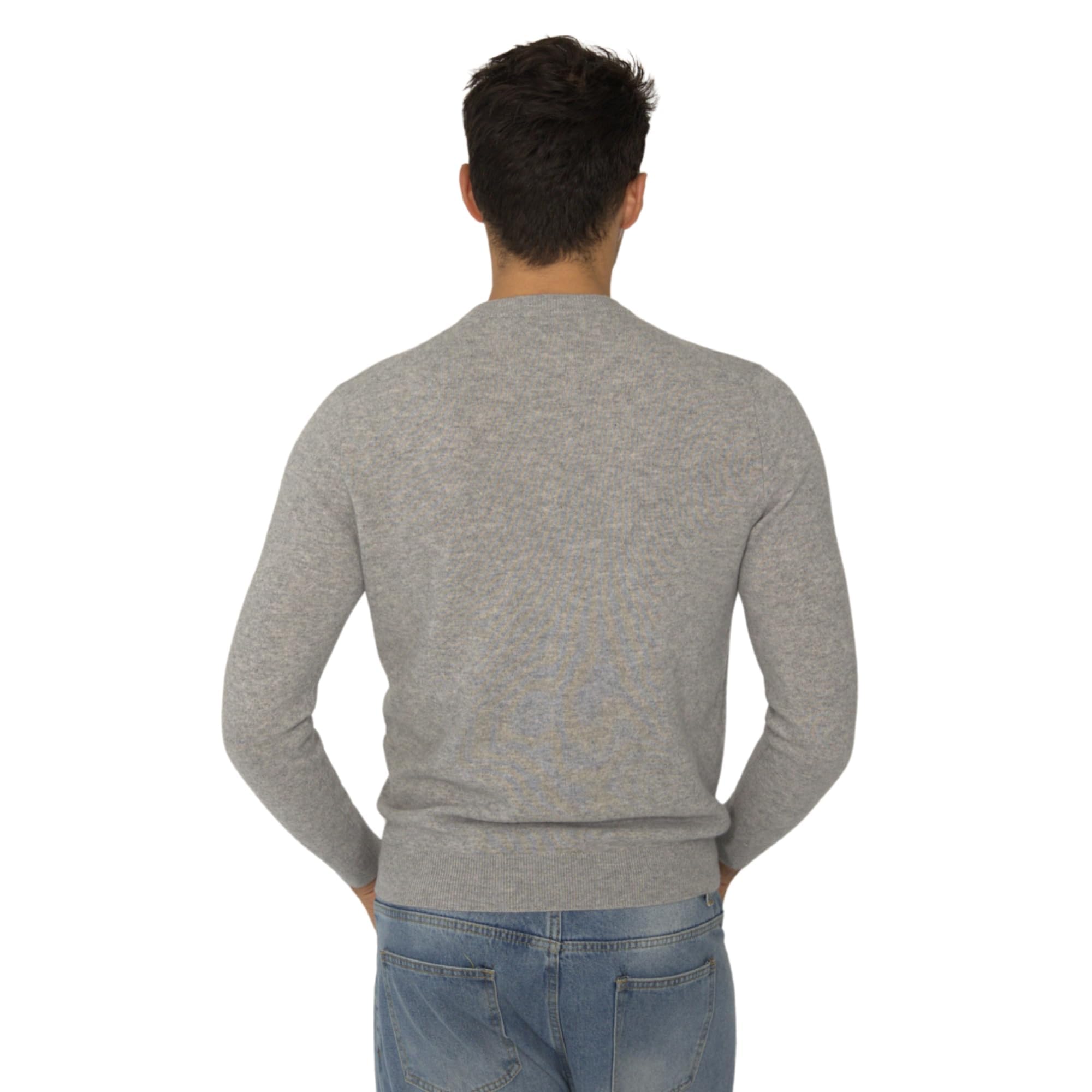 Men’s Daily Cashmere Sweater – 100% Pure Cashmere Crew Neck Pullover, Soft Lightweight Knit (US, Alpha, Medium, Regular, Regular, Grey)