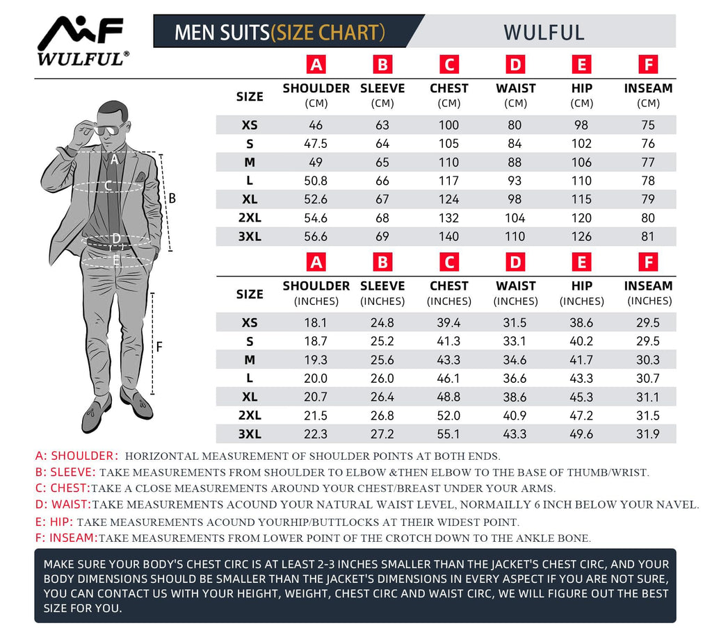WULFUL Men’s Slim Fit Suit One Button 3-Piece Blazer Dress Business Wedding Party Jacket Vest & Pant Blue
