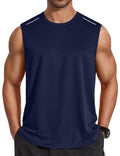 COOFANDY Men Workout Tank Tops Sleeveless Fitness Shirt Navy Breathable Mesh Athletic Tanks Running Tee Shirts Large