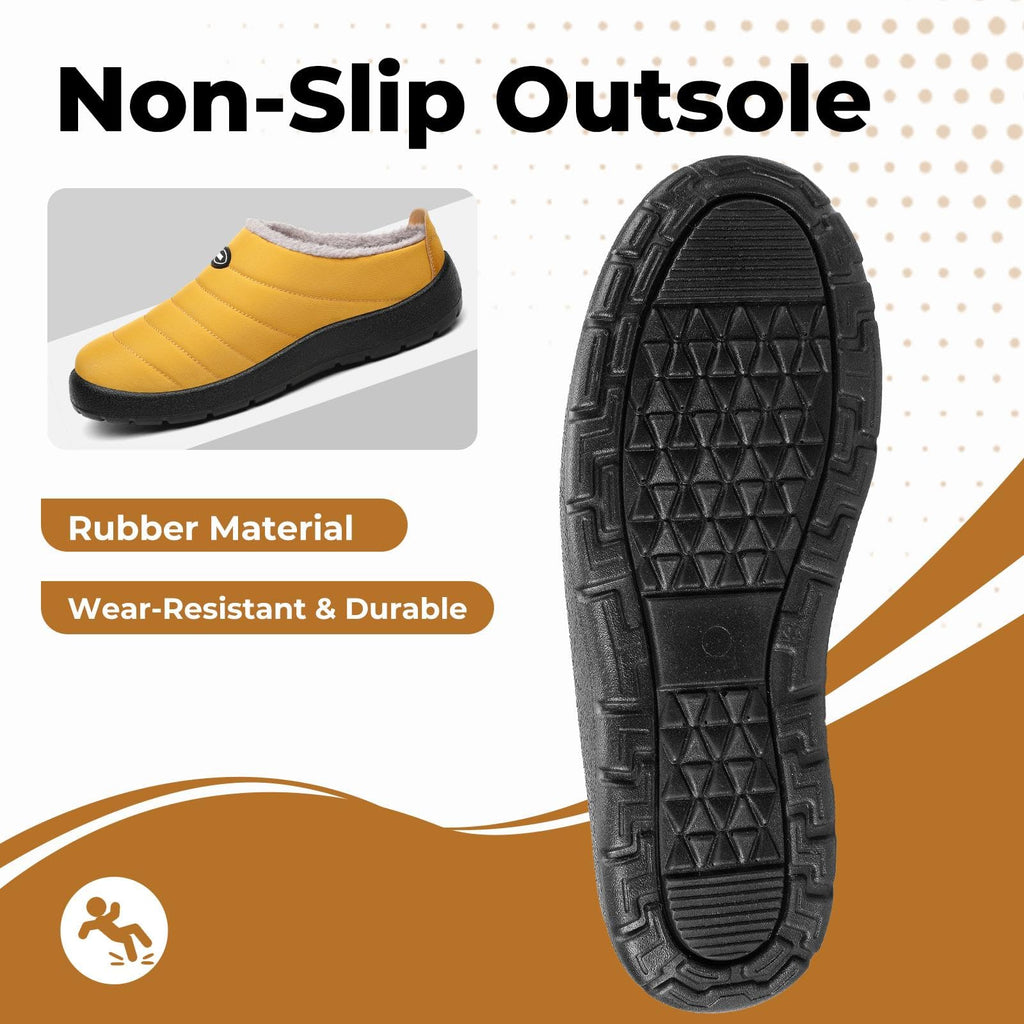 Mishansha Mens Womens House Slippers Warm Fur Lined Winter House Shoes Slip on Cozy Indoor Outdoor Slipper Yellow Size 9.5 Women/7.5 Men