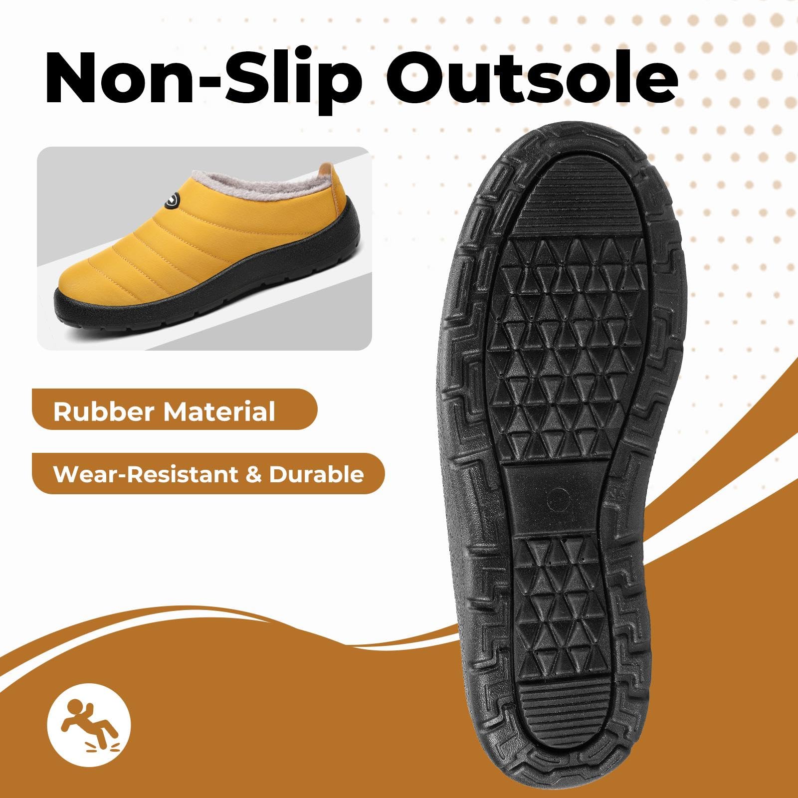 Mishansha Mens Womens House Slippers Warm Fur Lined Winter House Shoes Slip on Cozy Indoor Outdoor Slipper Yellow Size 9.5 Women/7.5 Men