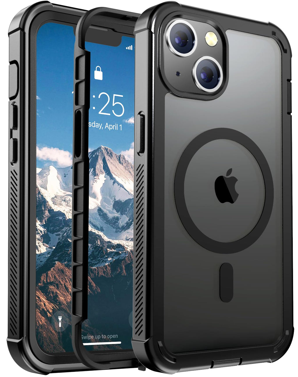 jaroco Magnetic for iPhone 13 Case, [Compatible with MagSafe][Military Grade Drop Protection][Heavy Duty Protection][Non-Slip][Shockproof] 2-Layer Durable Bumper Phone Case 6.1''-Black