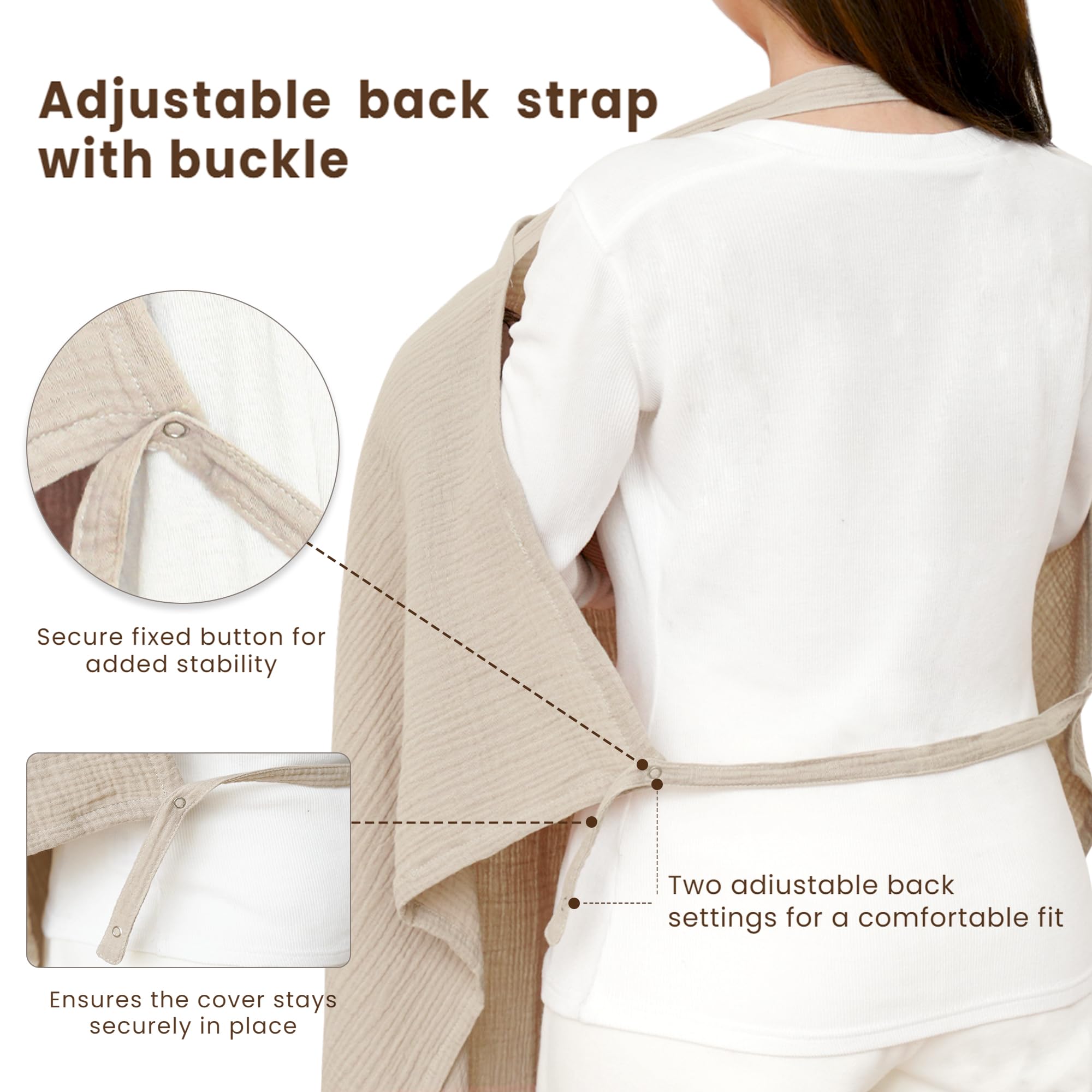 Konssy Muslin Nursing Cover for Baby Breastfeeding, Breathable 100% Cotton Breastfeeding Cover with Rigid Hoop for Mother Nursing Apron, Multi-use Carseat Canopy (Summer Wheat)