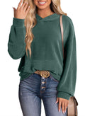 Dokotoo Oversized Sweatshirt for Women Comfy Simple Hoodies for Women Long Sleeve with Pockets Hooded Pullovers Casual Loose Ribbed Knit Fit Tops Shirts Womens Clothes Fall Fashion Green Hoodie M