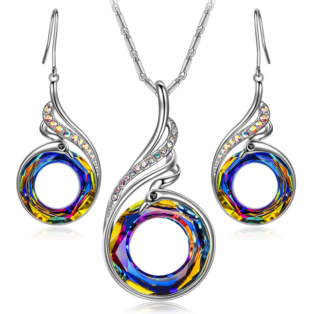 Kate Lynn "Rise From the Ashes" Phoenix Earrings & Necklace Set, Symbol of Luck and Renewal