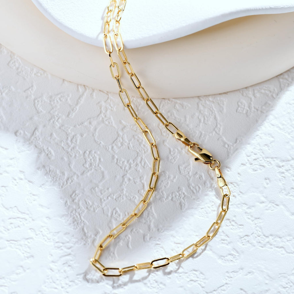 AHSIWC 14K Gold Chain Necklaces 2.5mm Paperclip Chains for Women Trendy Non-tarnish Necklace Unisex Gold Jewelry Gifts Sweat Proof and Fade Resistant Lifetime Quality（18-24Inches）