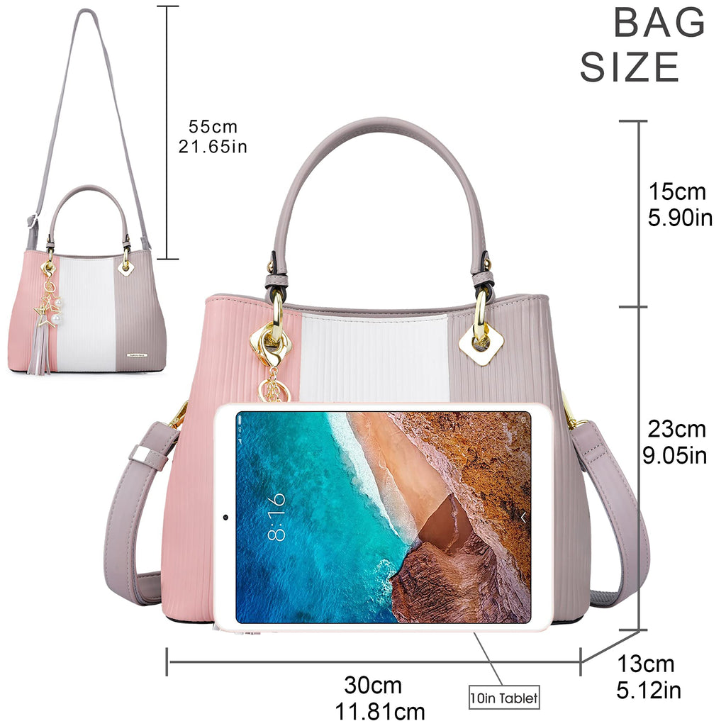 Pomelo Best Leather Purses for Women, Top-Handle & Shoulder Bag with Multiple Pockets, Medium Satchel Handbag Tote for Work, Travel, Daily Use, Wedding