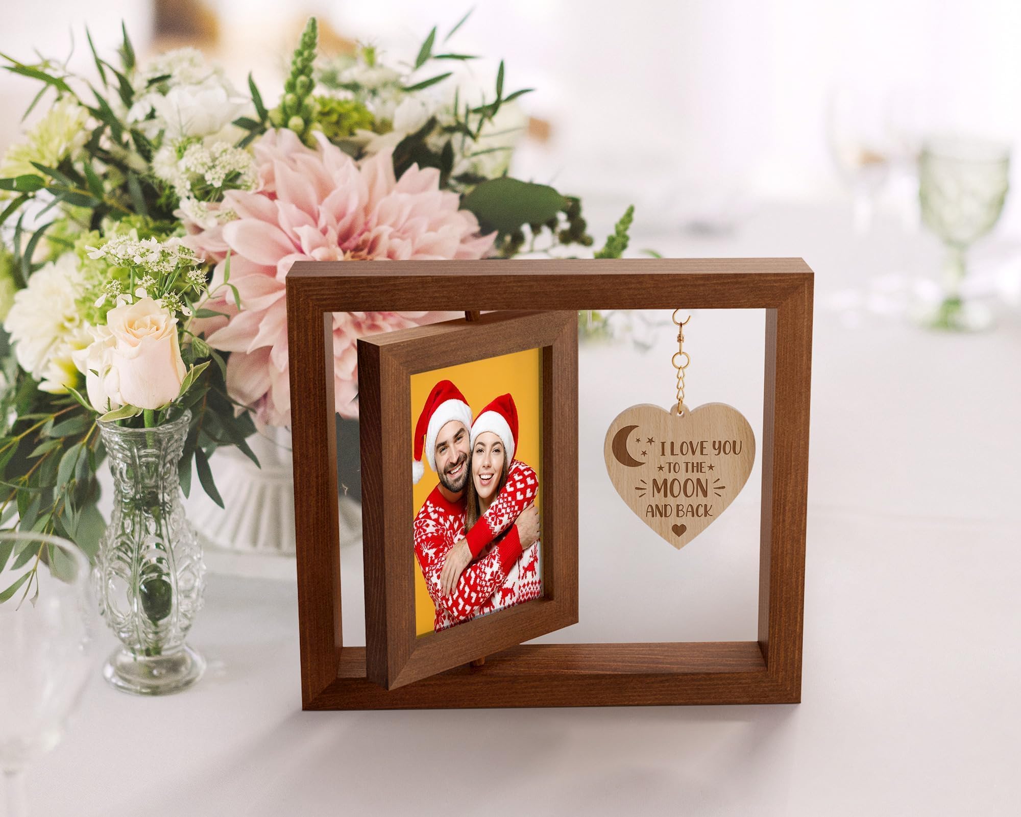 Tiblue Christmas Gifts for Him Her Couple Picture Frames Display 4x6 Photos, Romantic Valentines Day Gifts for Boyfriend Girlfriend Birthday Gift for Wife Husband, Valentine’s Day Decor Gift