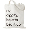 WRAPAHOLIC Funny Quote Cotton Canvas Tote Bag, No Diggity Design Shopping Bag, Funny Reusable Shoulder Tote Bags for Shopping Camping - 13.8" x 15.7", 1 Pcs