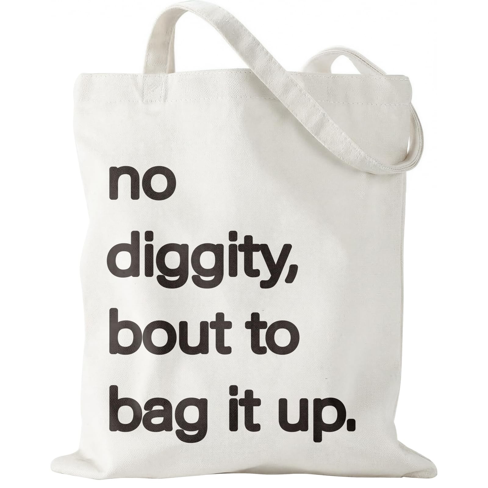 WRAPAHOLIC Funny Quote Cotton Canvas Tote Bag, No Diggity Design Shopping Bag, Funny Reusable Shoulder Tote Bags for Shopping Camping - 13.8" x 15.7", 1 Pcs