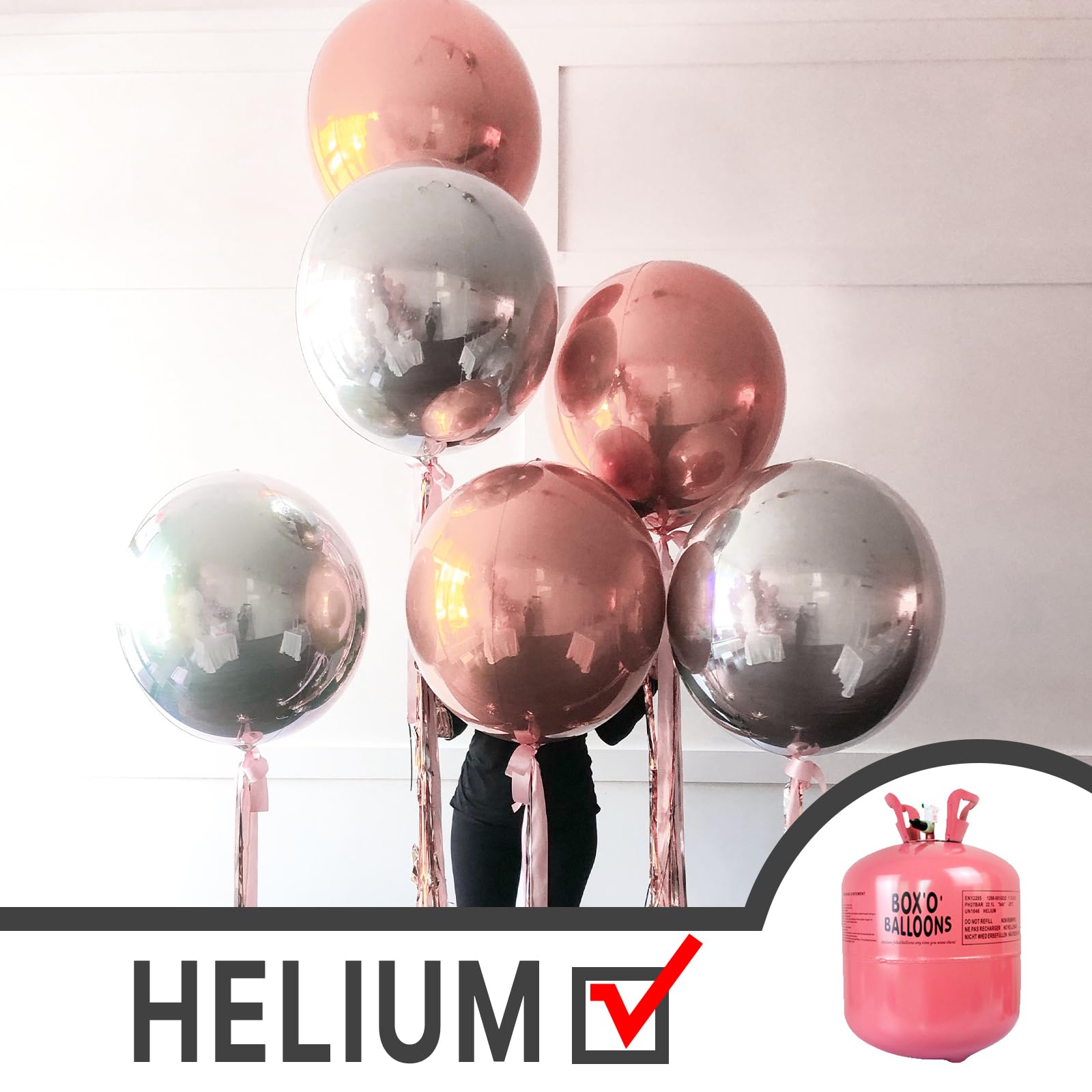PartyWoo Metallic Silver Foil Balloons 20pcs Different Sizes Pack of 22 15 10 Inch Large Round Foil 4D Inflatable Mirror Ball Mylar Balloons for Graduation Birthday Engagement Party Decorations