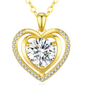 Heart Pendant Gold Necklace for Women Moissanite Lab-Created Gem I Love You Wedding Anniversary Birthday Christmas Valentine Engagements Mothers Day Jewelry for Wife Her Girlfriend Mom Daughter